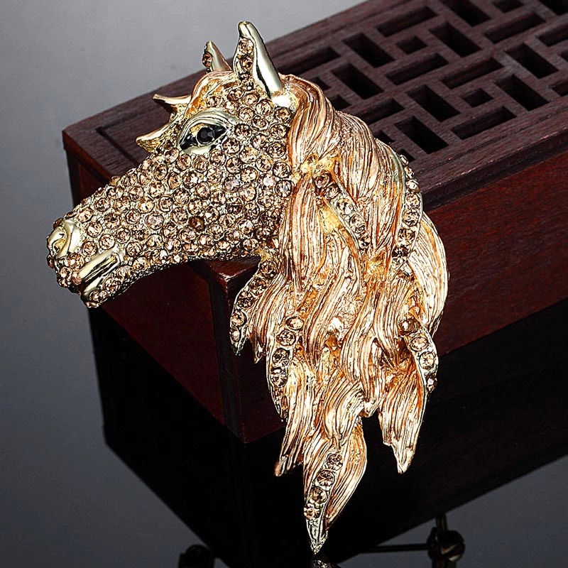 CRYSTAL HORSE BROOCH