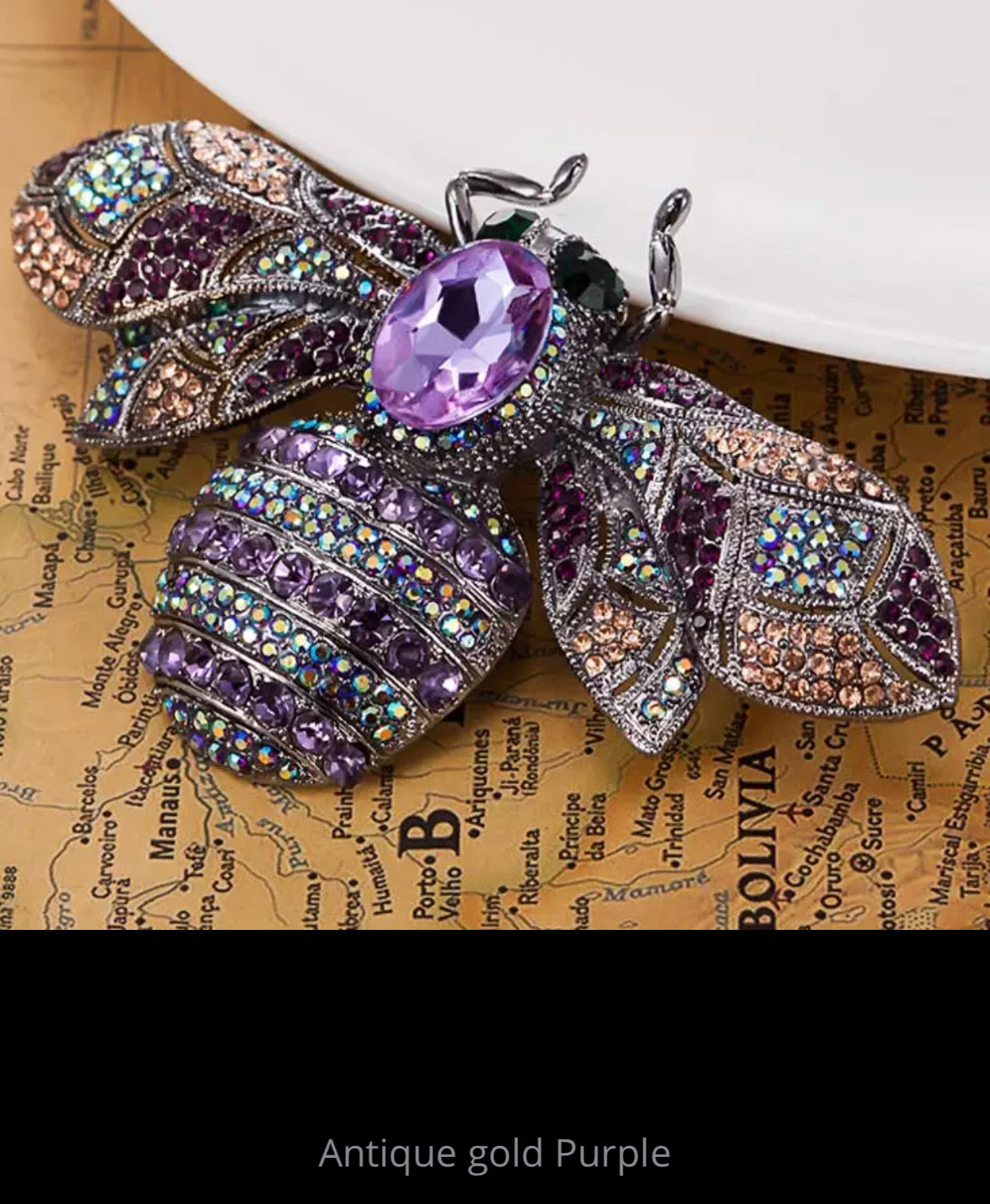 CRYSTAL ENCRUSTED BEE BROOCH (Large 10cm x 6.2cm)