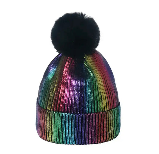 Rainbow metallic beanie