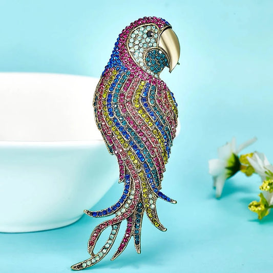 RHINESTONE PARROT BROOCH